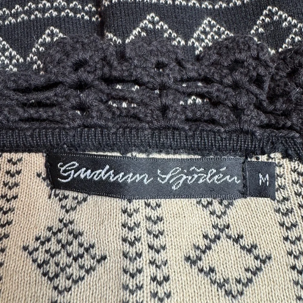 Gudrun Sjoden Cotton Cardigan, Size M, Black, Cream Multicolor Floral Embroidery - Picture 3 of 12